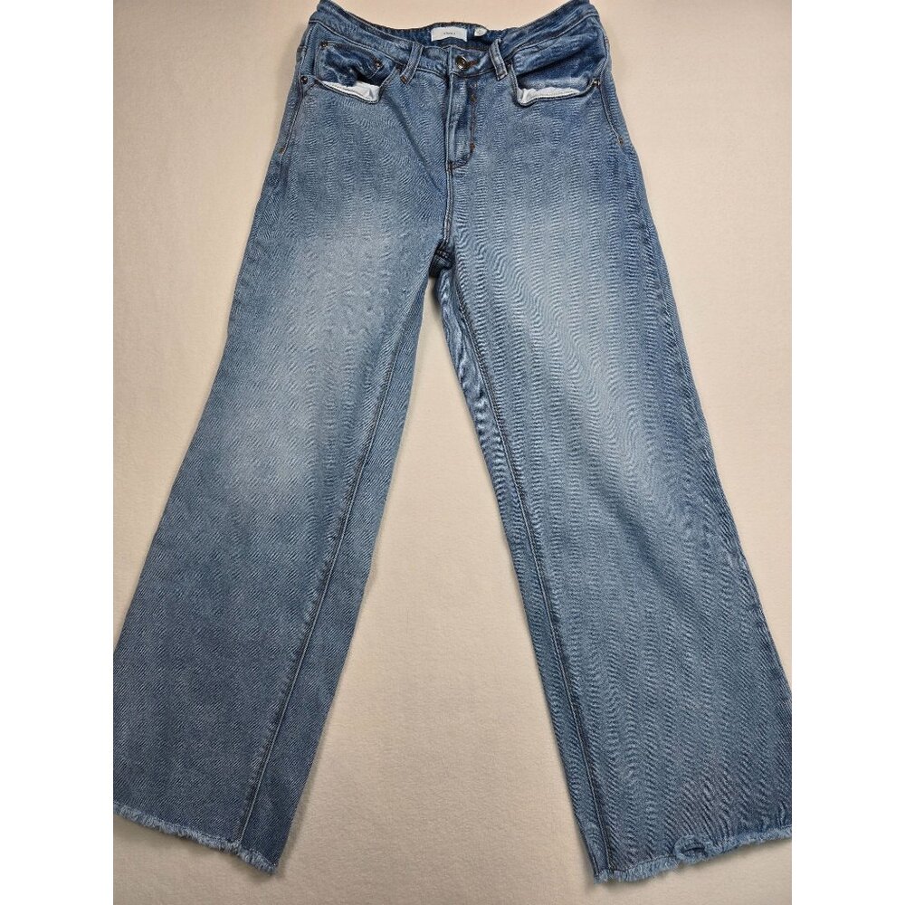 A Loves A Womens Wide-Leg High-Rise Frayed Hem Denim Jeans Size 29